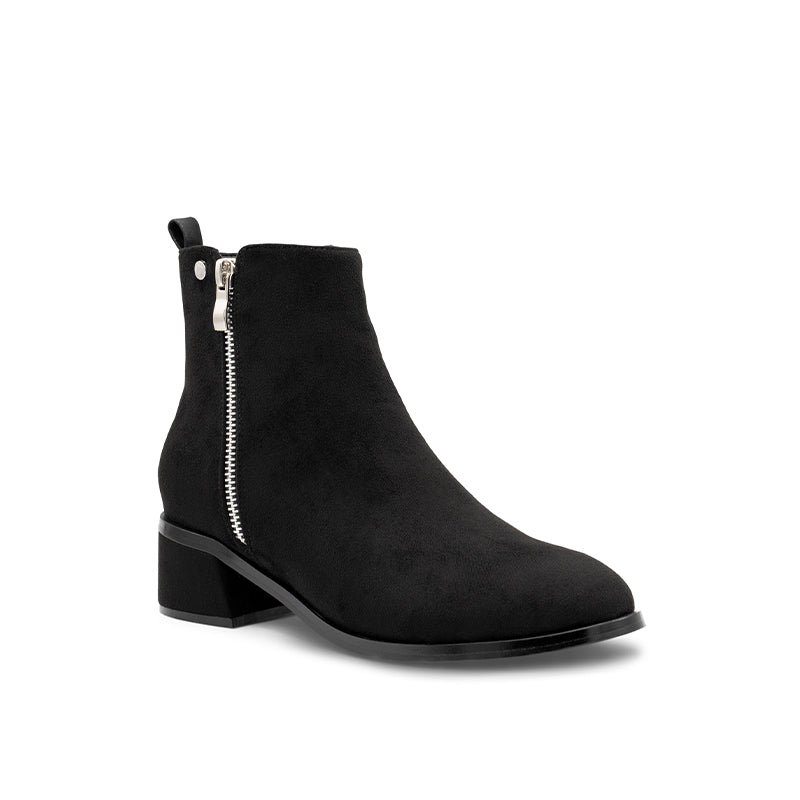 Ainsley Black Low Block Heel Ankle Boot Paradox London