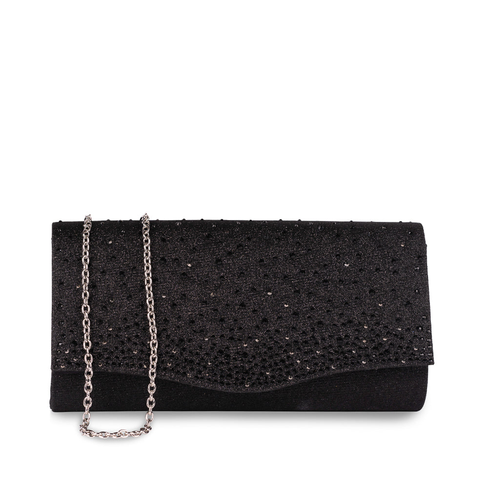 Womens Glitter Sparkly Clutch Deja Black Glitter Clutch Handbag
