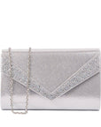 Devora Silver Shimmer Clutch Bag - Paradox London