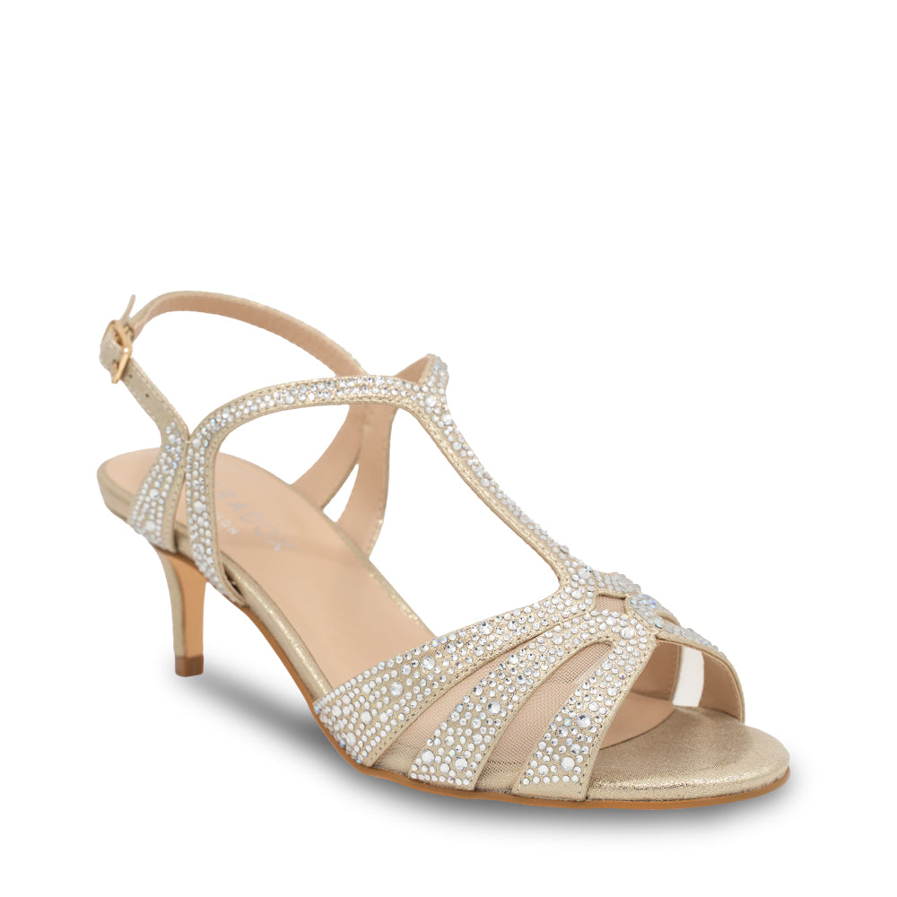 Champagne kitten heel sandals sale