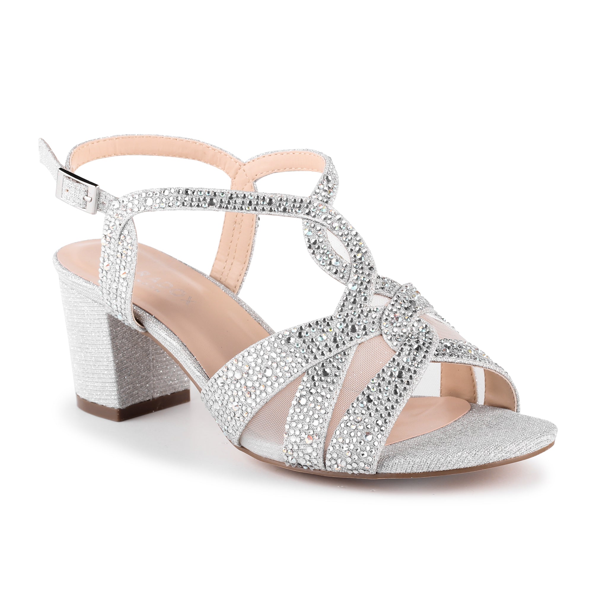 Wide Fit Silver Low Block Heel Hera Wide Fit Silver Diamante Low