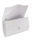 Deja Silver Glitter Clutch Bag | Paradox London