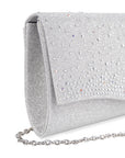 Deja Silver Glitter Clutch Bag | Paradox London