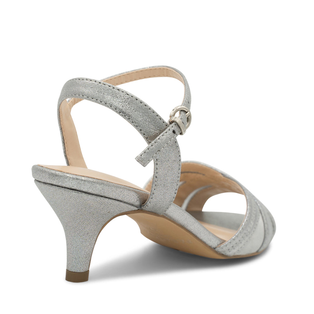Silver wedding sandals mid heel deals