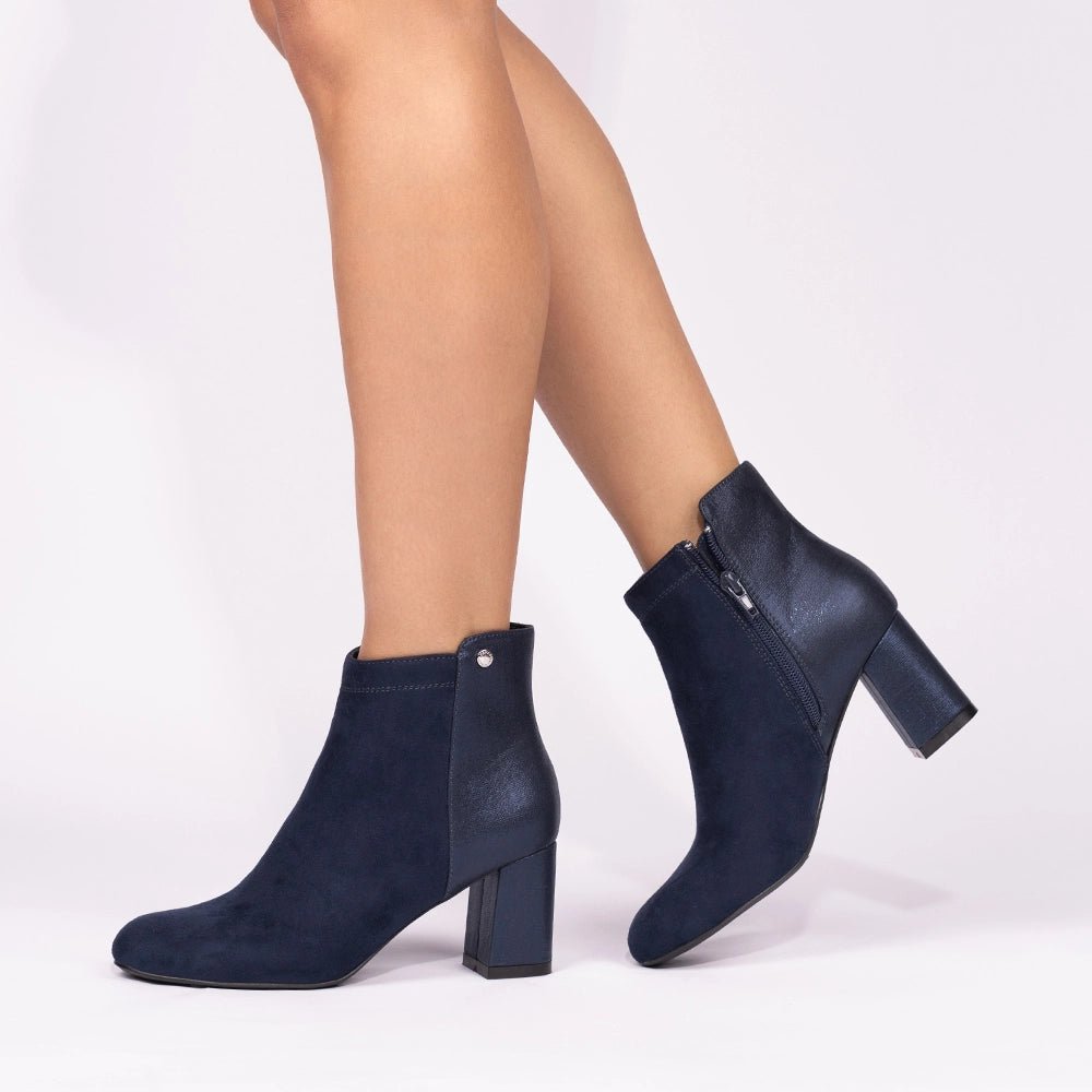 Alathea Microsuede Boot with Almond Toe and Block Heel | Paradox