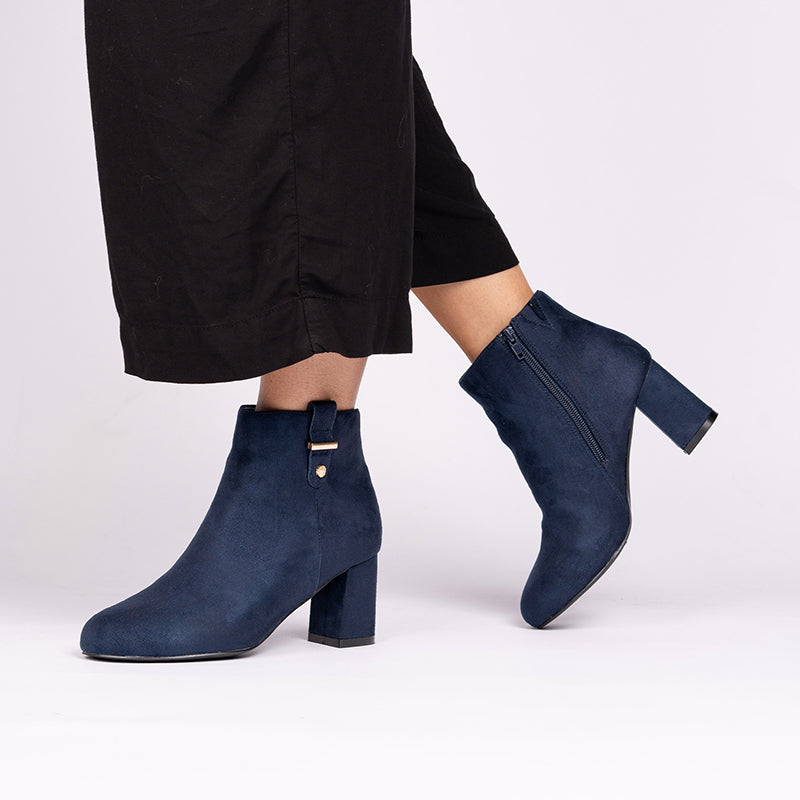 Womens Boots Navy Blue Heeled Ankle Boots Ankle Length Navy Blue
