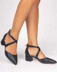 Fran Wide Fit Low Block Heel Sandal | Paradox London