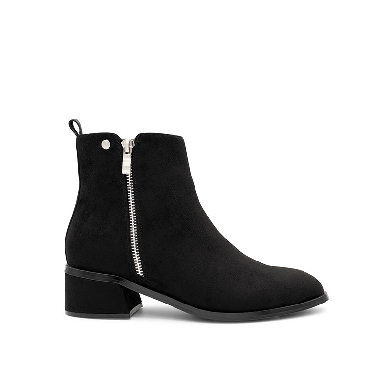 Ainsley Black Low Block Heel Ankle Boot Paradox London