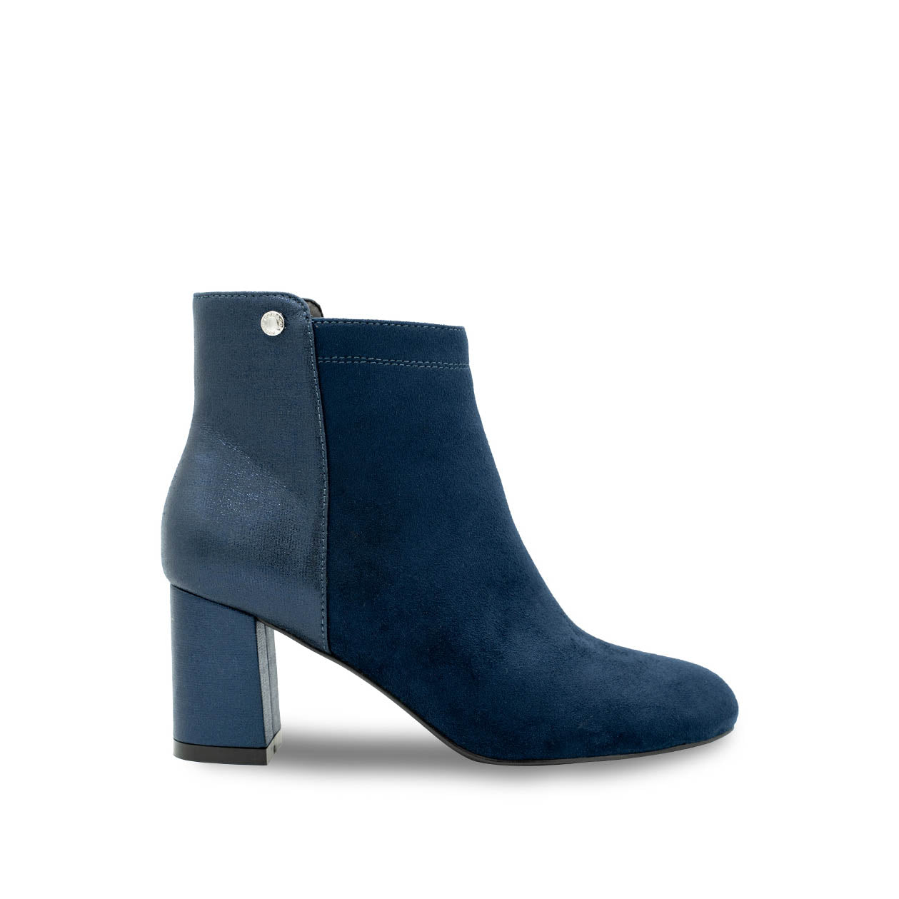 Alathea Navy Mid Block Heel Ankle Boot Paradox London