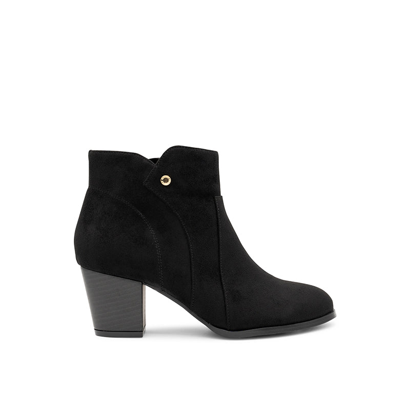 Black Micro Suede Ankle Boots
