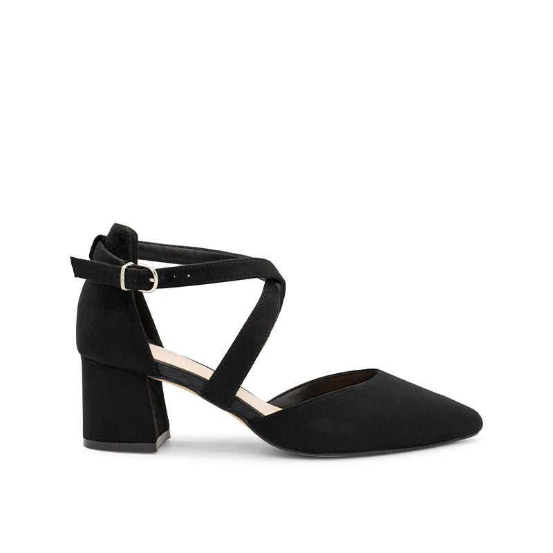 Paradox London Ffion Black Wide Fit Low Block Heel Shoes