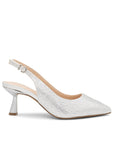Pradox London Fiora Wide Fit Silver Shimmer Slingback Heel