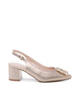 Champagne Slingback Block Heels