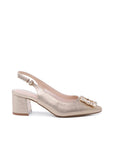 Champagne Slingback Block Heels