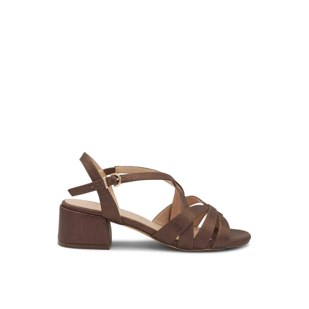 Nerissa Bronze Block Heeled Wide Fit Sandal Paradox London