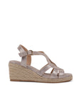 Nudefarbene Comfort-Fit-Sandalen mit Keilabsatz