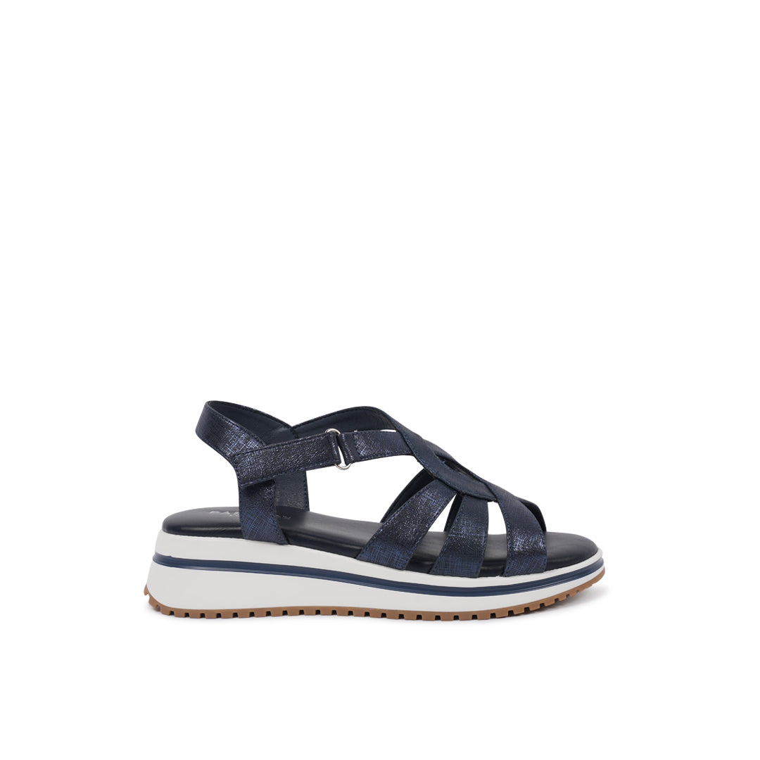 Vera Navy Wedge comfort Fit Sandals by Paradox London