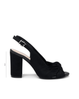 Magda black microsuede slingback sandals – side profile