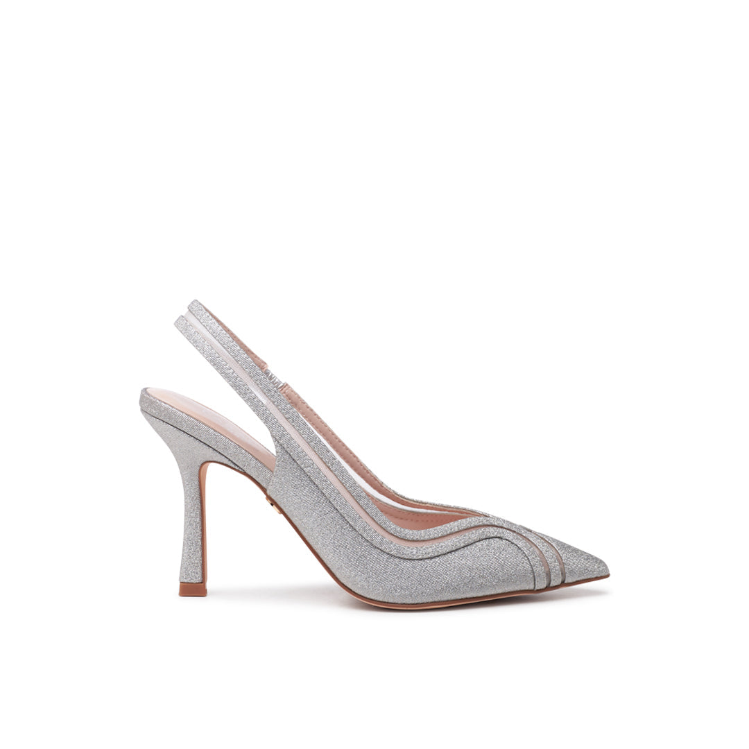 Silver Slingback Heels