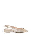Iveta champagne shimmer slingback shoes – side profile