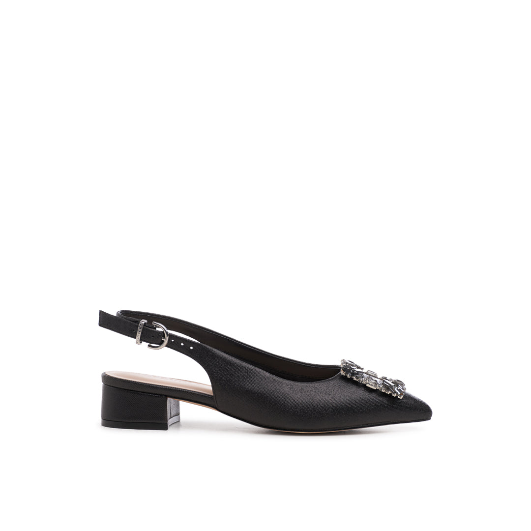Block Heel Black Slingback