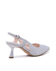 mid height silver heels