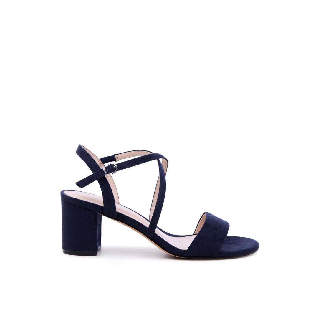 Honeysilk Navy | Wide Fit Heeled Sandals | Paradox London