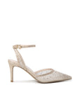 Illustra champagne embellished stiletto heel – side profile
