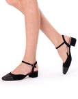 Katya Low Block Heel Shoes | Paradox London