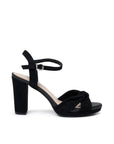 Lani black microsuede platform sandals – side profile