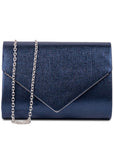 Darcy Navy Shimmer Envelope Clutch Handbag - Paradox London