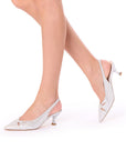 Tegan Kitten Slingback Heels | Paradox London