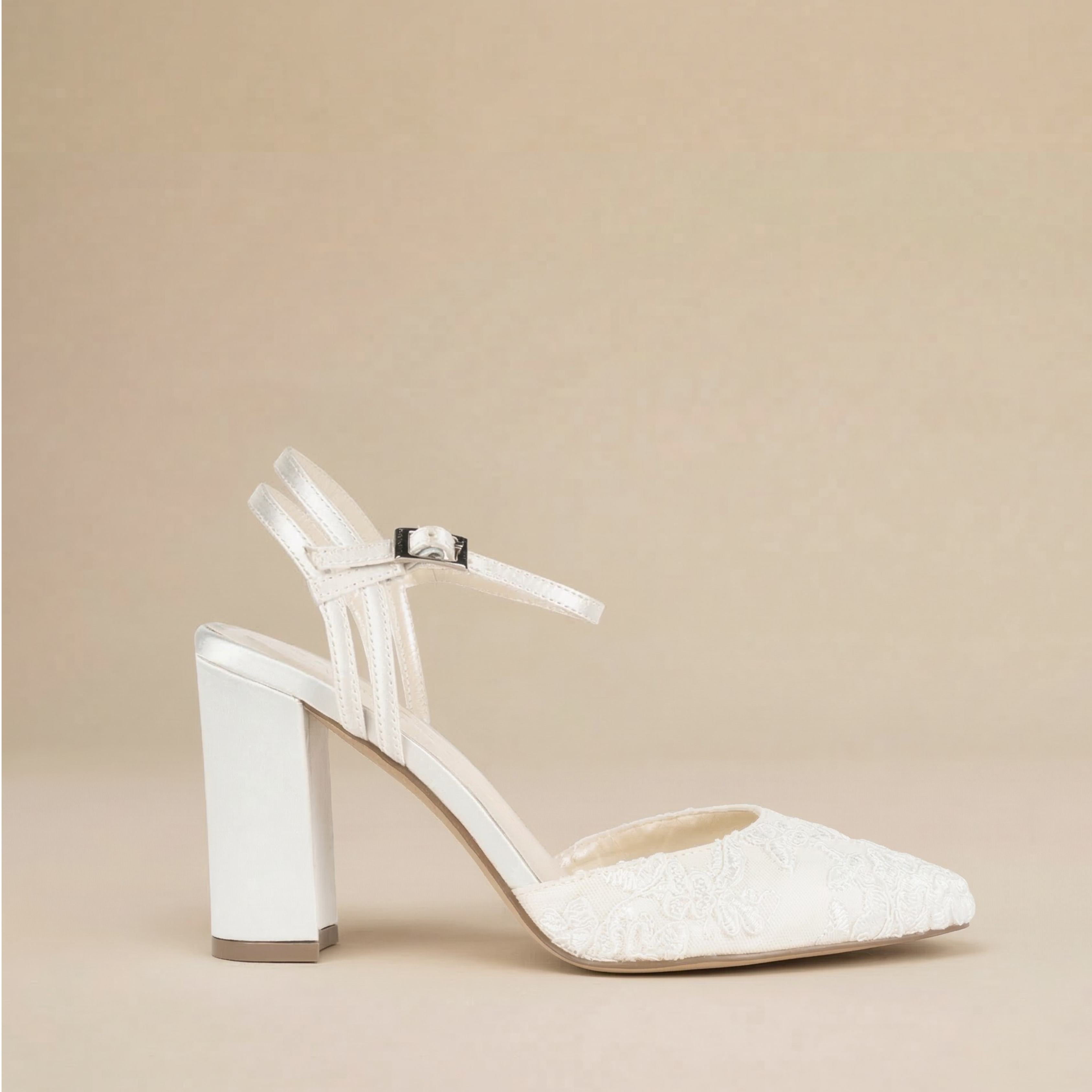 Fauna Satin High Block Heel Wedding Shoes