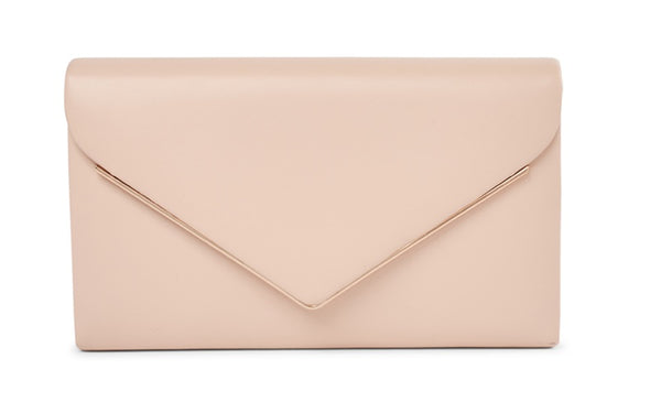 Delyssa Nude Faux Leather Clutch Bag