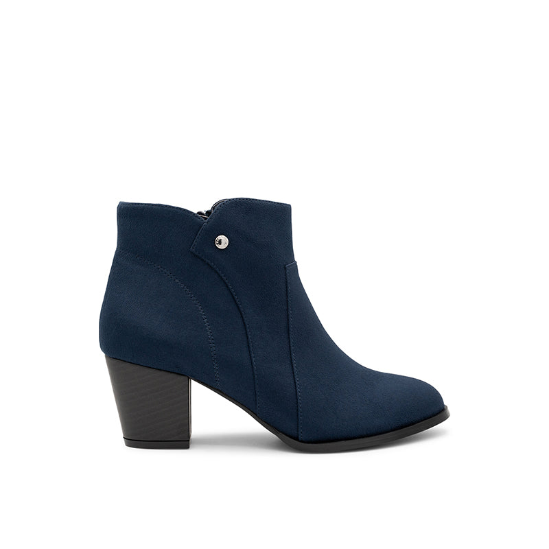 Beatrice Navy Mid Heel Navy Ankle Boot Paradox London