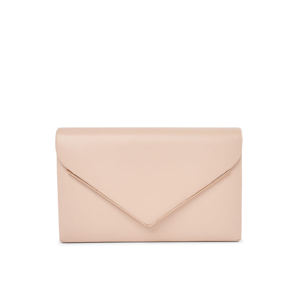 Delyssa Nude Faux Leather Clutch Bag