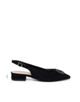 Iveta black microsuede slingback shoes – side profile