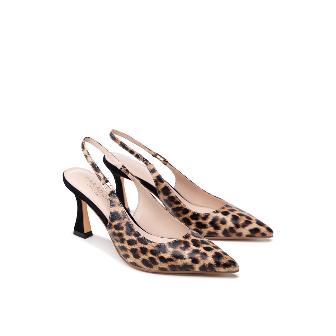 靴 D&G Leopard Rose Slingback Heels 36 Chantelle Leopard | Flared Heel Slingback Court Shoes | Paradox London