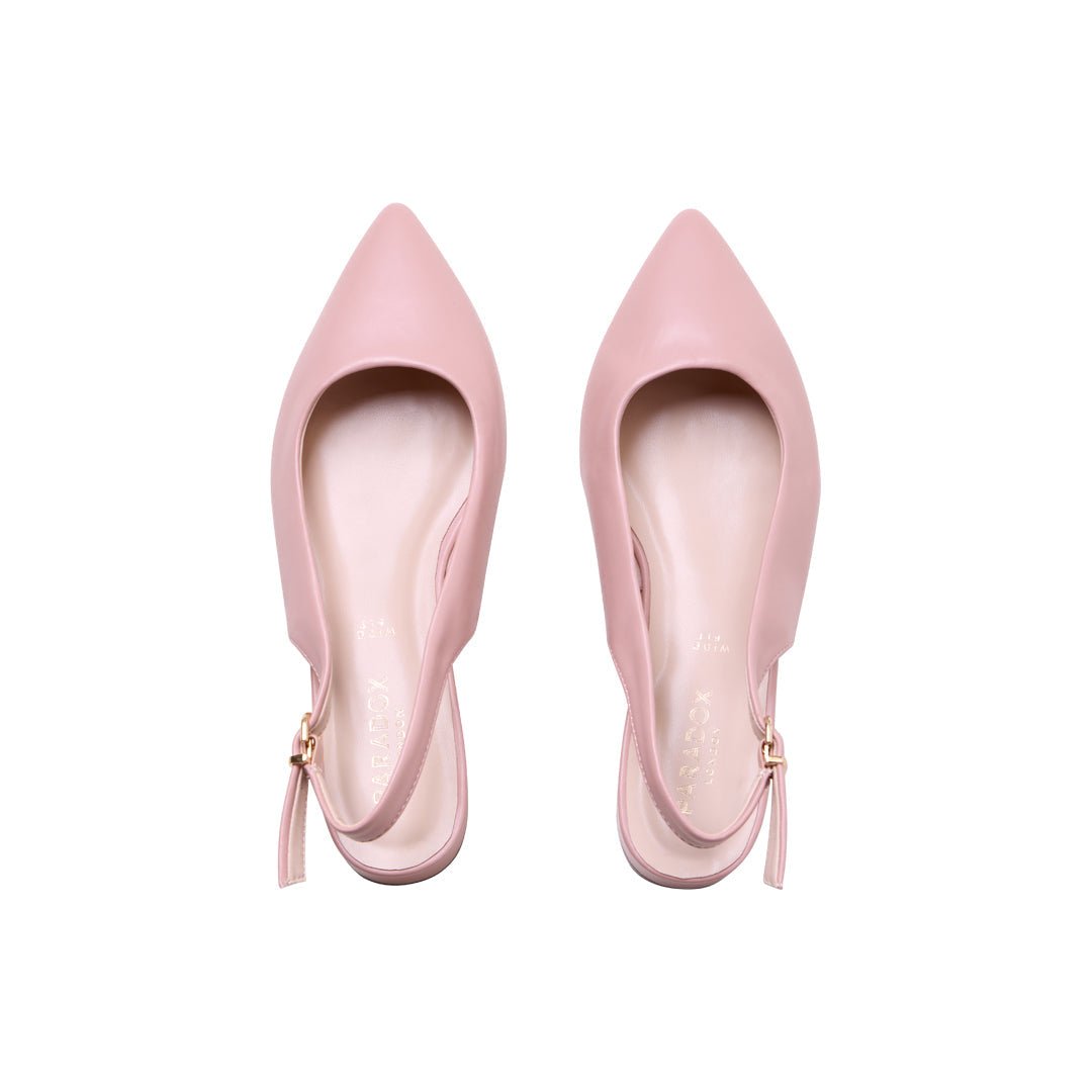 Fiorenza Blush | Wide Fit Block Heel Court Shoes | Paradox London