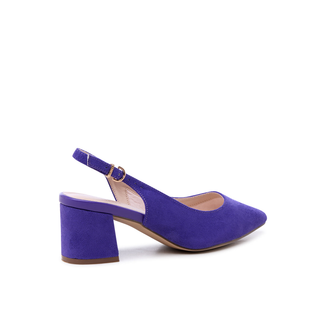 Flynn Purple | Wide Fit Block Heel Sling Back Court Shoes