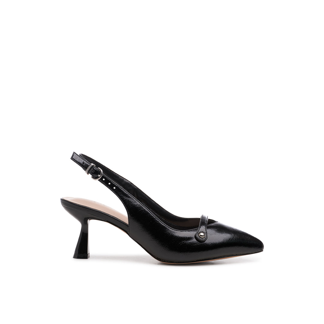 Wide fit black court heels