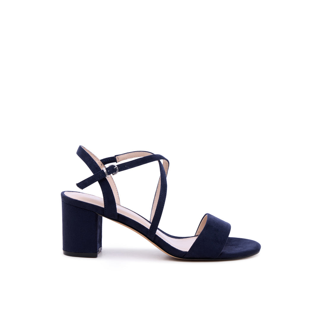 Navy Wide Fit Block Heel Sandals