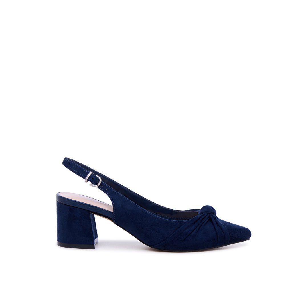 Ilene Navy Block Heel Court Shoes | Paradox London
