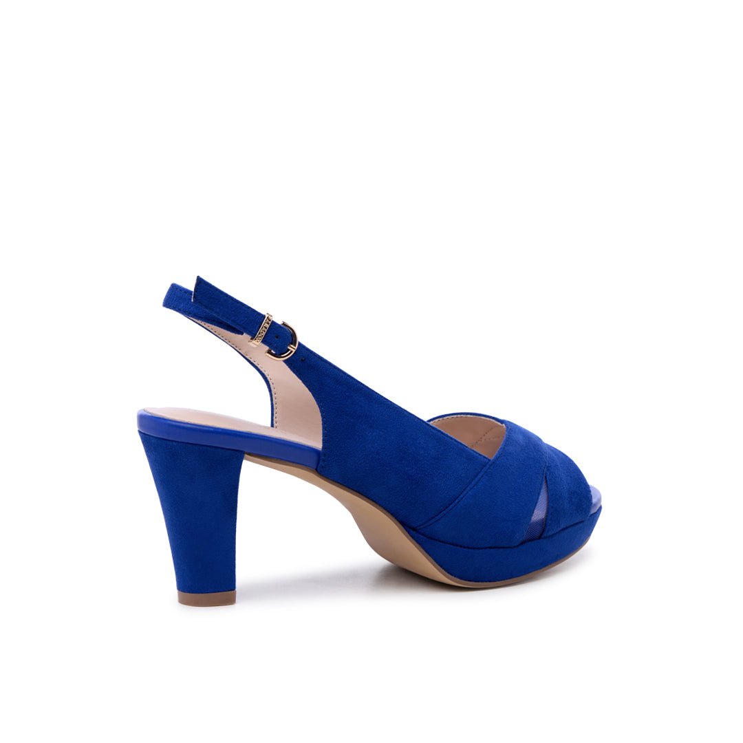 Louise Royal Blue Platform Slingback Heels | Paradox London