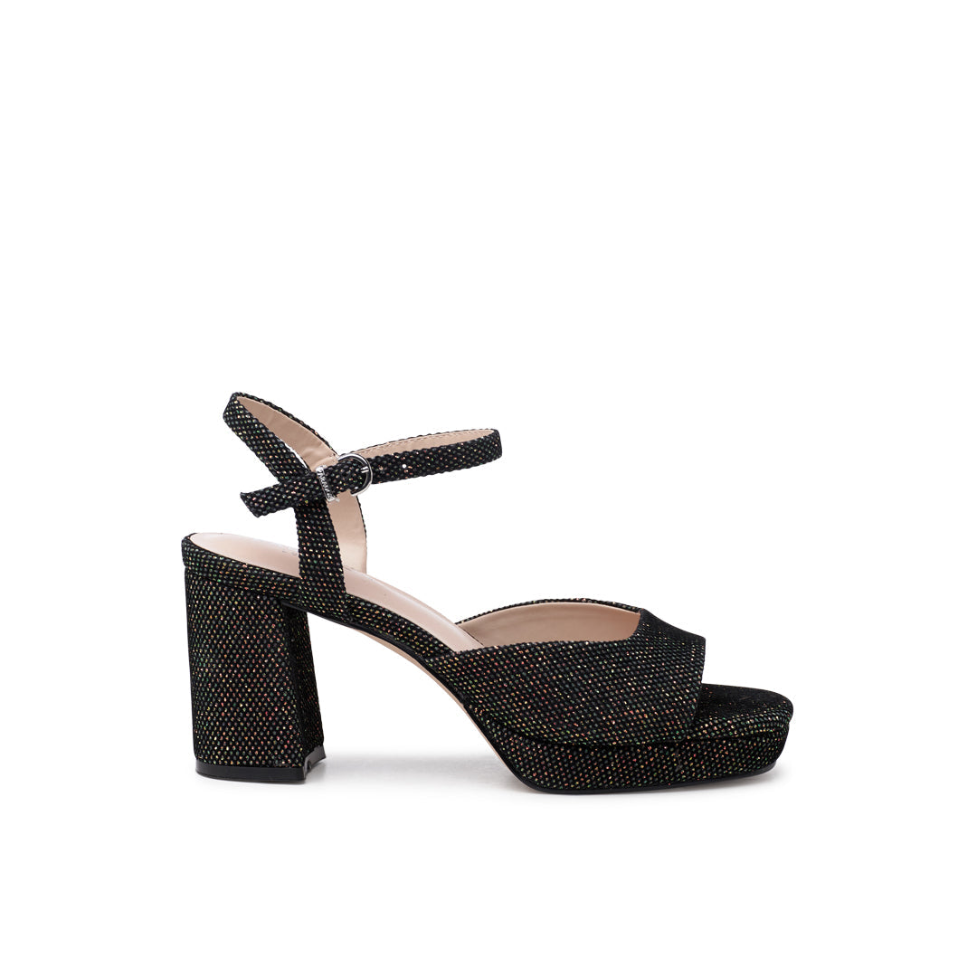 Black Glitter Platform Sandals