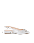 Iveta silver shimmer slingback shoes – side profile