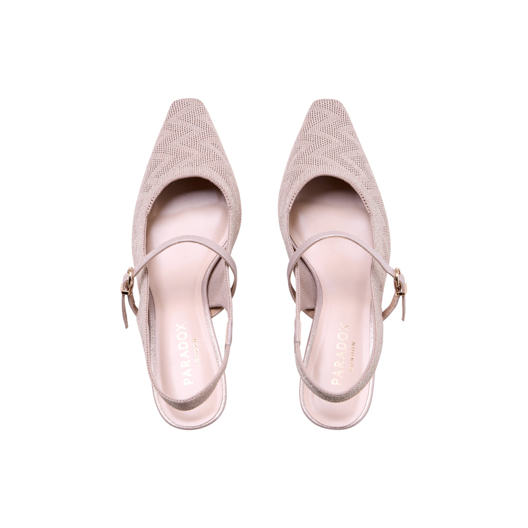 トップス pedestalpolo Tropicana Navy | Knit Fabric Comfortable Sling Back Heels